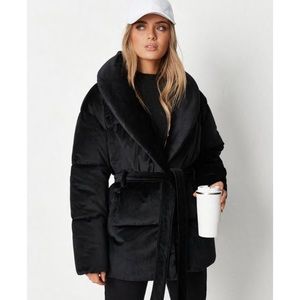 Black Velvet Puffer Jacket